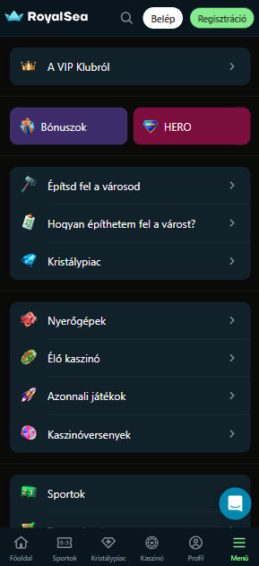 Royalsea app navigation